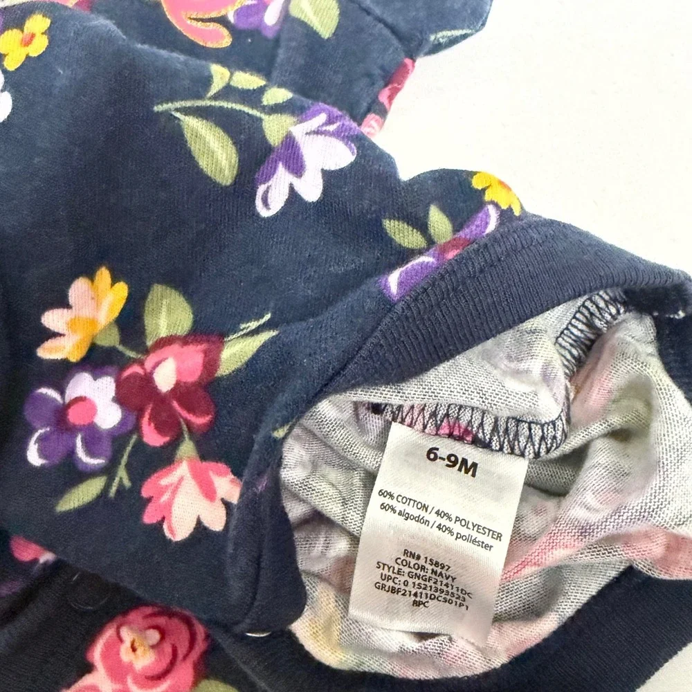 Garanimals DDG Darlings Baby Girl 6-9M Floral Bodysuit Bee Polka Dot Top Lot 2pc